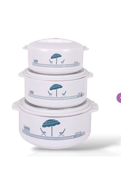 CELLO 3-Piece Plastic Food Container Set, Heat Preserving Pot, 850/1500/2500ml