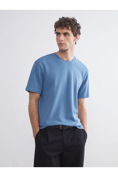 LC Waikiki Μπλε ανδρικό μπλουζάκι με λαιμόκοψη