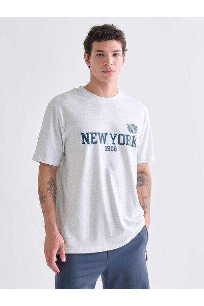 LC Waikiki Bisiklet Yaka Baskılı Penye Erkek Tişört