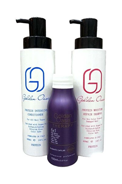 GOLDEN OASIS مجموعة بروتين ثيرابي ليس: 150 مل ثيرابي + 400 مل شامبو + 400 مل ...