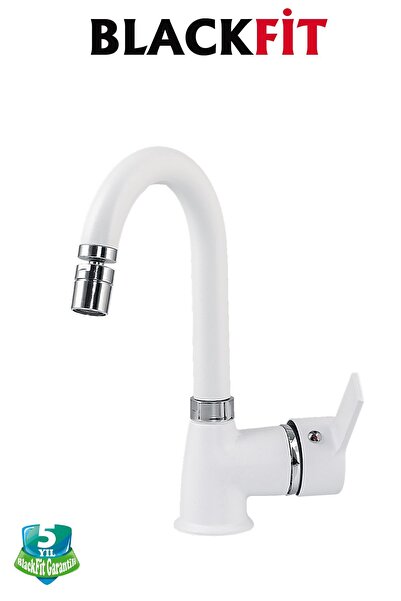 BF BLACKFİT Beyaz Delta Lavabo Bataryası Oynar Başlıklı Banyo Bataryası Çift ...