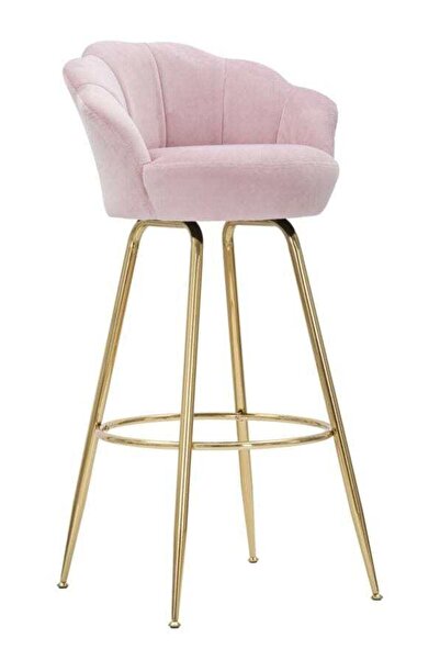 Mauro Ferretti Scaun de bar tapițat cu material de catifea și picioare metalice, Vienna Velvet roz deschis / auriu, l55xA53xÎ1