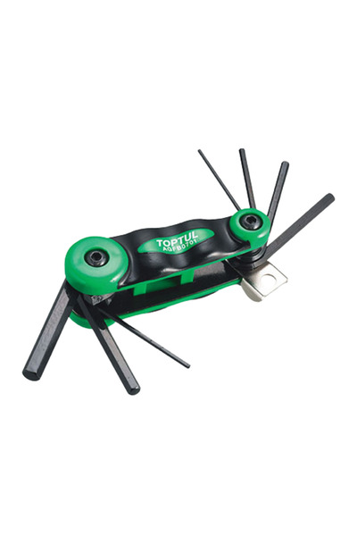 TOPTUL AGFB0701 foldable hex key set, hexagonal profile, sizes 2, 2.5, 3, 4, 5, 6, 8 mm, handles