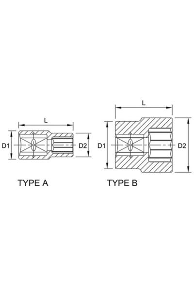 TOPTUL BAEB1609 socket wrench, 1/2 inch square drive, bi-hexagonal profile, 9 mm wrench size