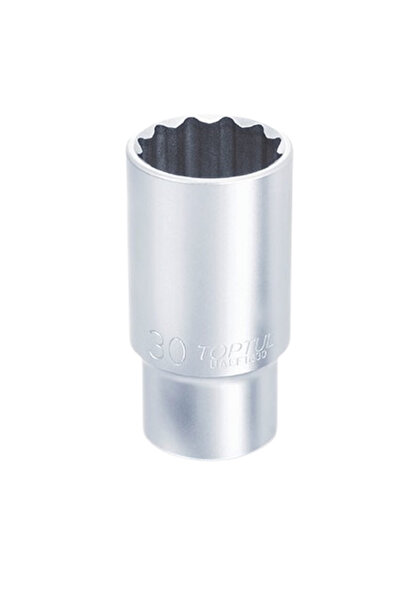 TOPTUL Deep socket wrench BAEF1629, 1/2 inch square drive, bi-hexagonal profile, wrench opening