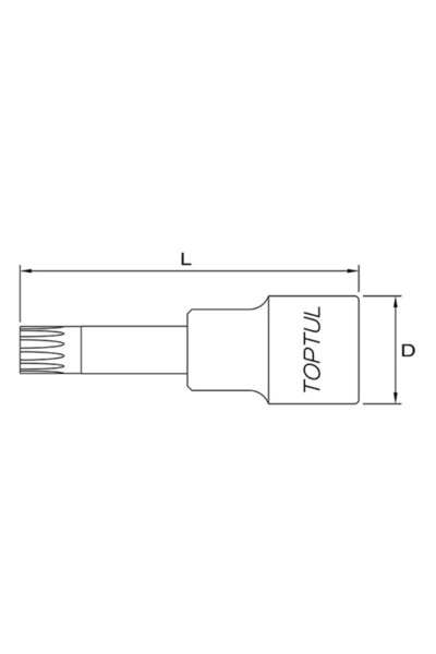 TOPTUL BCJD1612 socket bit, bi-hexagonal profile M12, 1/2 inch drive, length 100 mm, chrome vanadium