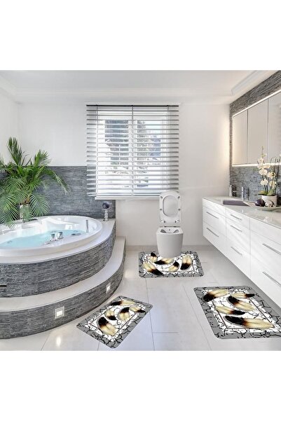 DERAS TEAM 3 piece Non-Slip Bathroom Rug Set