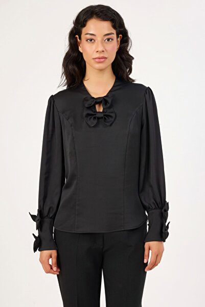 FEVER Fiyonk detaylı saten bluz