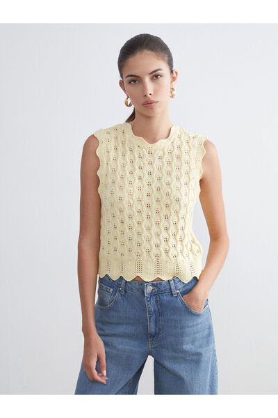 LC Waikiki Vizyon New Season Crew Neck Openwork Women's Knitwear Sweater