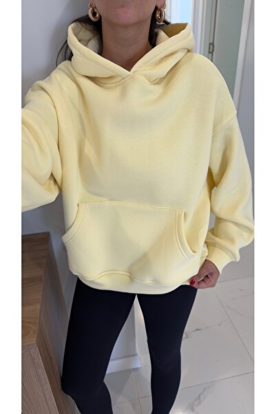 BİRCANÇİL Hanorac cu glugă Fora, galben, cu detaliu de buzunar