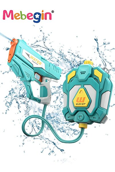 MEBEGIN محقنة مياه 26.5*4.5*19 سم مع خزان ظهر 20*6.5*27.5 سم، مسدس ماء كهربائ...