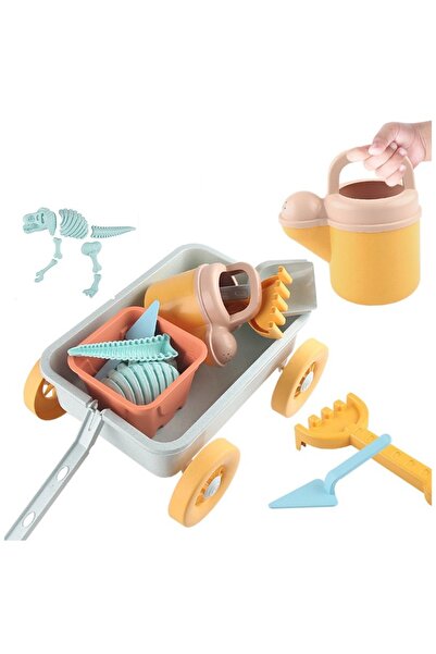 MEBEGIN ألعاب رمل الشاطئ الإبداعية، عربة شاطئ متينة مع قالب هيكل عظمي لديناصور وملحقات أخرى، رمل