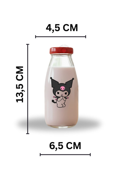 Milea 6 Adet Sızdırmaz Kırmızı Kapak Cam Süt Meşrubat Parti Doğum Günü Şişesi Suluk 250ML