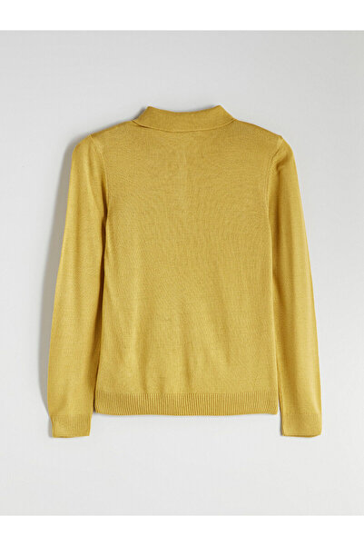 LC Waikiki Πράσινο πλεκτό πουλόβερ με λαιμόκοψη πόλο για γυναίκες