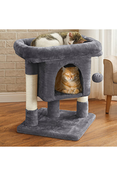 Elindor Set de joacă pentru pisici ®, stâlp de zgâriat din sisal, stâlp de as...