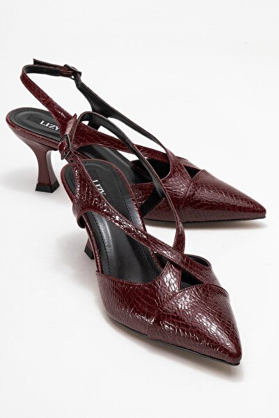 Lizy Shoes Roșu Claret - Pantofi cu toc deschis la spate pentru femei, cu mod...