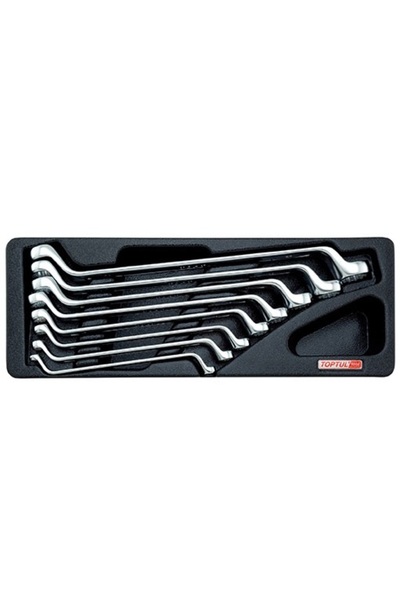 TOPTUL Set 8 chei inelare duble cotite GAAT0802, cu desfăşurare de 75 grade, ...