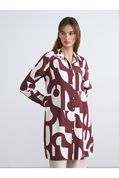 LC Waikiki Burgundy Patterned Women's Shirt Tunic