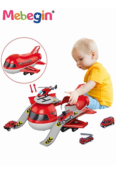 MEBEGIN لعبة موقف سيارات للأطفال، نموذج طائرة قابل للتشكيل، مسار منزلق، هندسة...