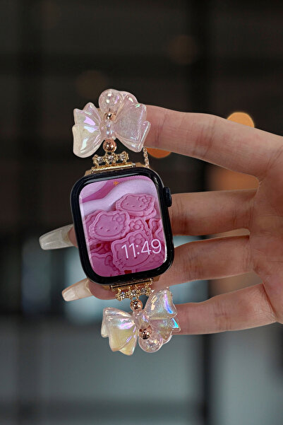 Fibaks Apple Watch 49/46/45/44/42 mm 11/10/9/8/7/6/5/4/3/Se/Ultra/Hk/Pro/Max Strap Bead Heart Bow