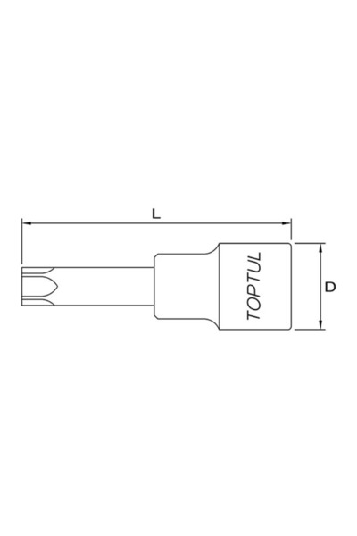 TOPTUL BCXA1640 socket bit, star profile, 1/2 inch square drive, T40 wrench size, length 8