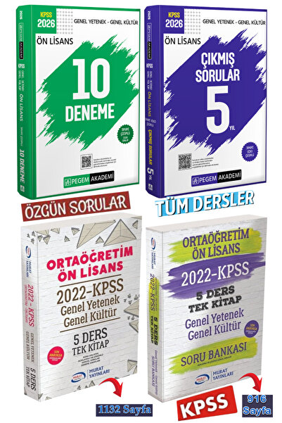 Pegem Akademi Yayıncılık 2026 Pegem Ön Lisans 10 Deneme+Ön Lisans Çıkmış Soru...