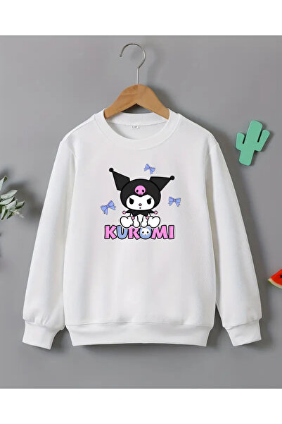 haha Kız Çocukları için Kuromi Baskılı Uzun Kollu T-shirt