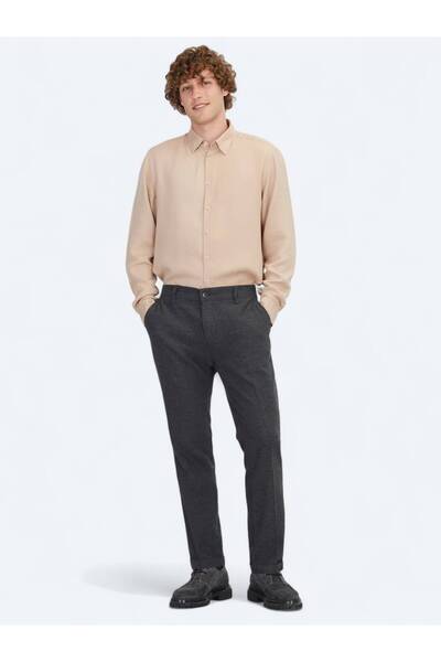 Kip Antrasit Dokuma Jogging Fit Casual Yün Karışımlı Pantolon