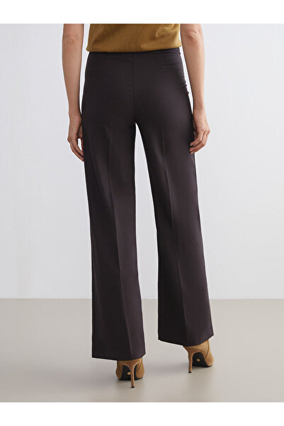 LC Waikiki Brown Wide Leg Women's Trousers with Belt