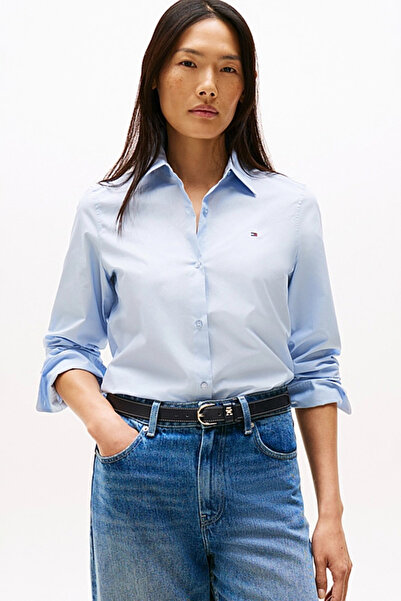 Tommy Hilfiger Kadın Regular Fit Poplin Gömlek - Açık Mavi