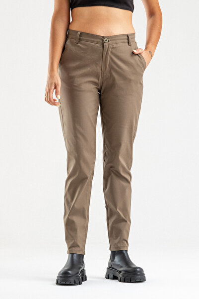 Bold & Young Women's Lycra Cotton Fabric Side Pocket Trousers