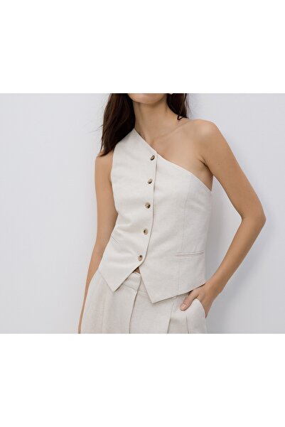Store Tek Omuz Keten Karışımlı Kadın Yelek