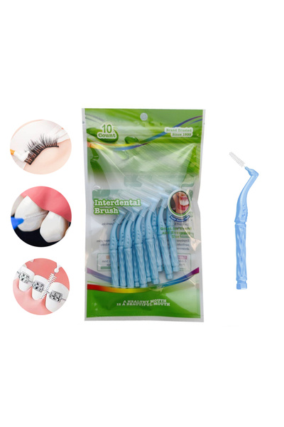L&Wen 10 PCS L-Shaped Interdental Brushes, Dental Toothpick Floss for Braces (0.7mm）