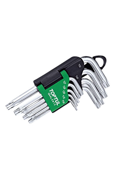 TOPTUL Set of 9 short torx hex keys model GAAL0913, key sizes T10, T15, T20, T25, T27, T30, T
