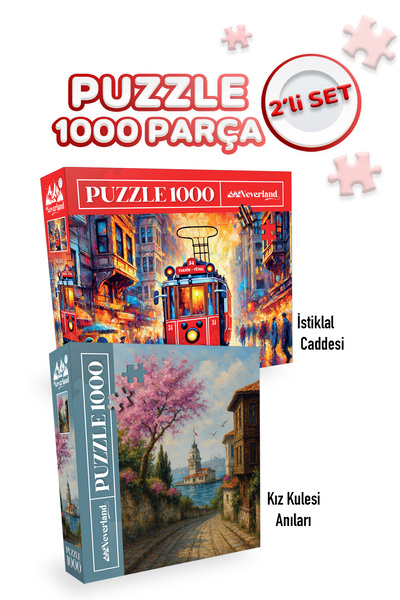 Neverland 2 ADET 1000 PARÇA PUZZLE- İSTİKLAL CADDESİ VE KIZ KULESİ ANILARI