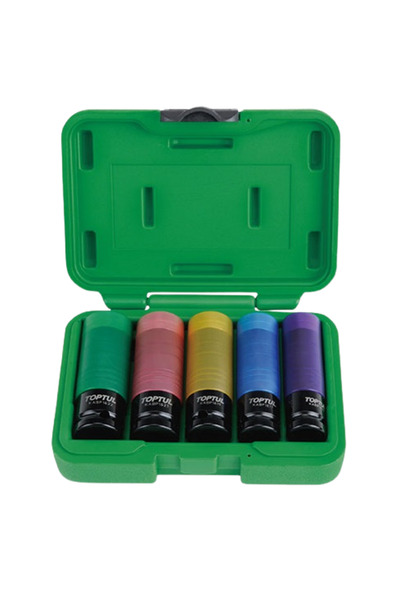 TOPTUL Impact socket wrench set GDAI0503, 1/2 inch square drive, hexagonal profile, opening