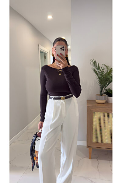 BİRCANÇİL Μπλούζα με μακρύ μανίκι Dlvin Gus σε σκούρο καφέ χρώμα