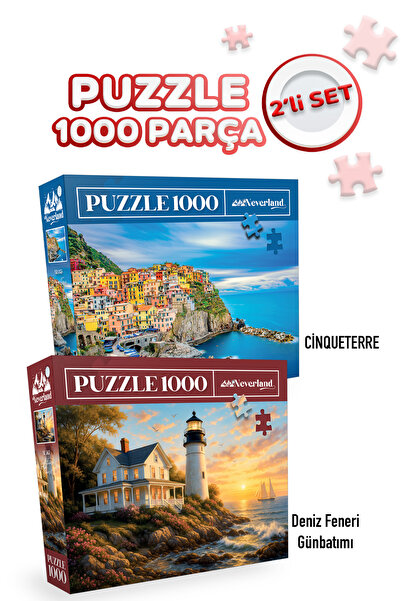 Neverland 2 Pcs 1000 Piece Puzzle- Lighthouse Sunset and Cinque Terre