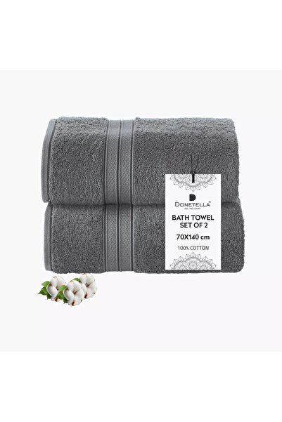 Generic DONETELLA 2-Piece 600 GSM Combed Cotton Bath Towel Set - 70x140 cm