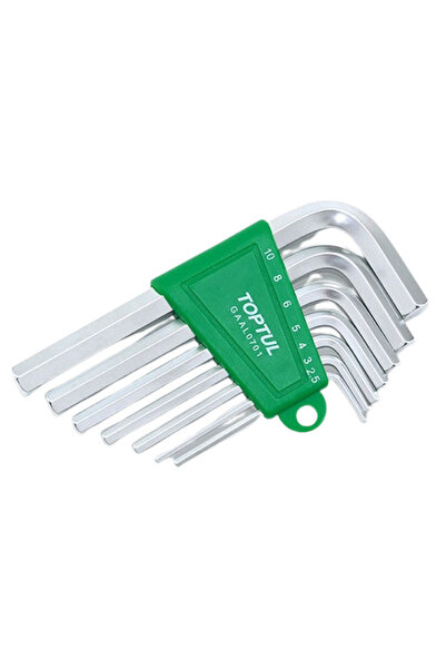 TOPTUL Set of 7 hex keys GAAL0701, key sizes 2.5, 3, 4, 5, 6, 8, 10 mm, chrome vanadium