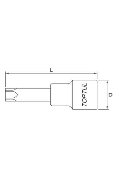 TOPTUL BCGA1645 socket bit, 1/2 inch square drive, T45 torx profile, length 120 mm, chrome steel