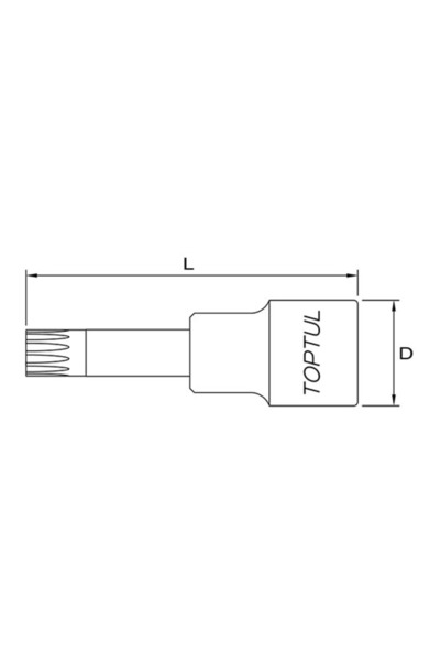 TOPTUL Spline profile bit BCMD1612, tubular socket, 1/2 inch square drive, M12, length 140 mm,