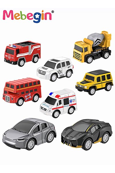 MEBEGIN مجموعة ألعاب سيارات صغيرة قابلة للسحب مكونة من 8 قطع، مجموعة سيارات و...