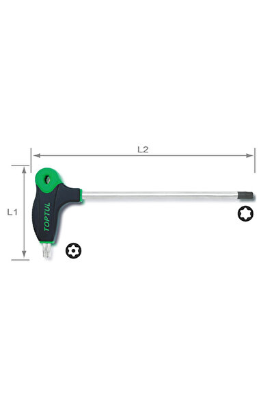 TOPTUL AIED1514 Allen key with T handle, torx profile, dimensions T15, length 77x141 mm, chrome vanadium