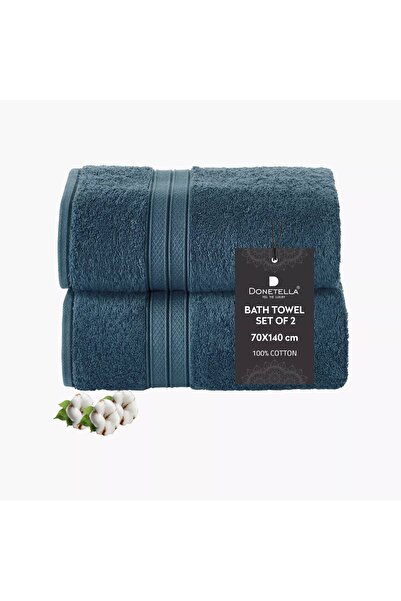 Generic DONETELLA 2-Piece 600 GSM Combed Cotton Bath Towel Set - 70x140 cm