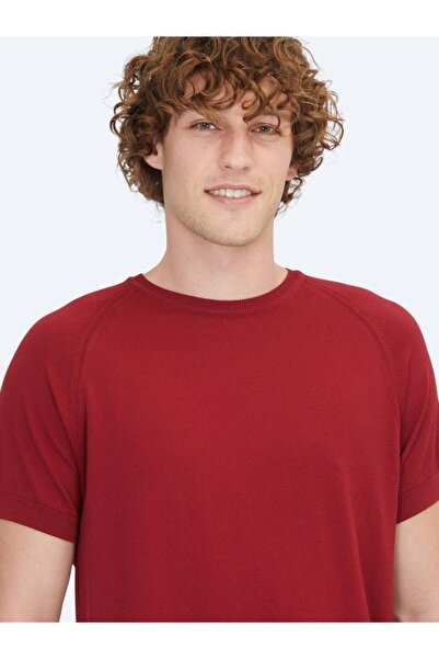 Kip Red Crew Neck Jacquard Knitwear