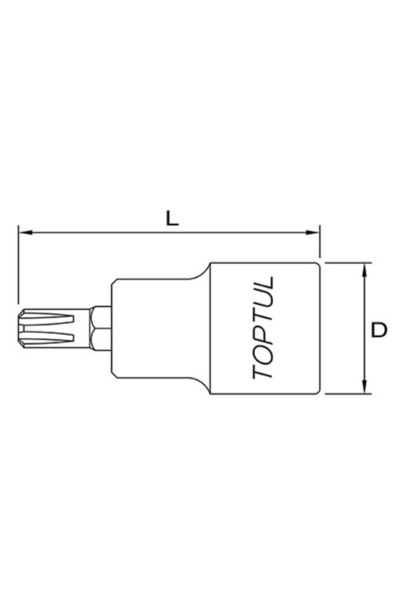 TOPTUL BCQA1616 socket bit, torx profile, 1/2 inch square drive, M16 wrench size, l