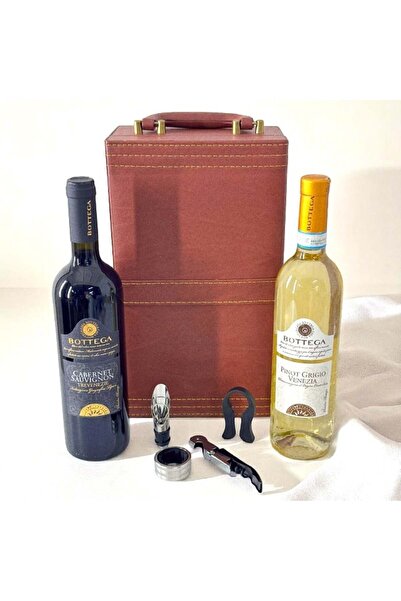 velve Set caseta eleganta din piele ecologica pentru doua sticle,maner,doua s...