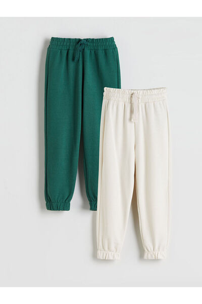 LC Waikiki Бежови панталони с еластична талия за момчета, комплект от 2 части