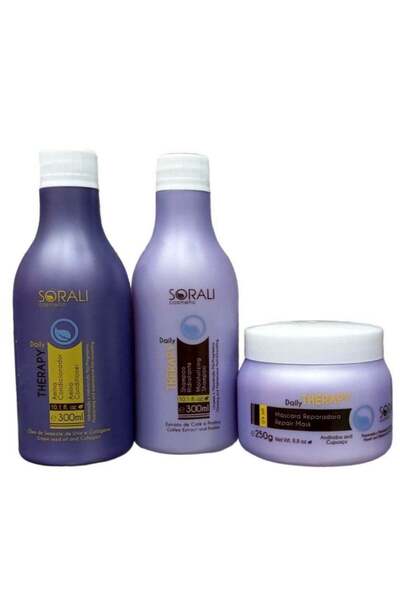 SORALI مجموعة العناية اليومية بالشعر من سورالي شامبو 300 مل، بلسم 300 مل، قناع 250 مل
